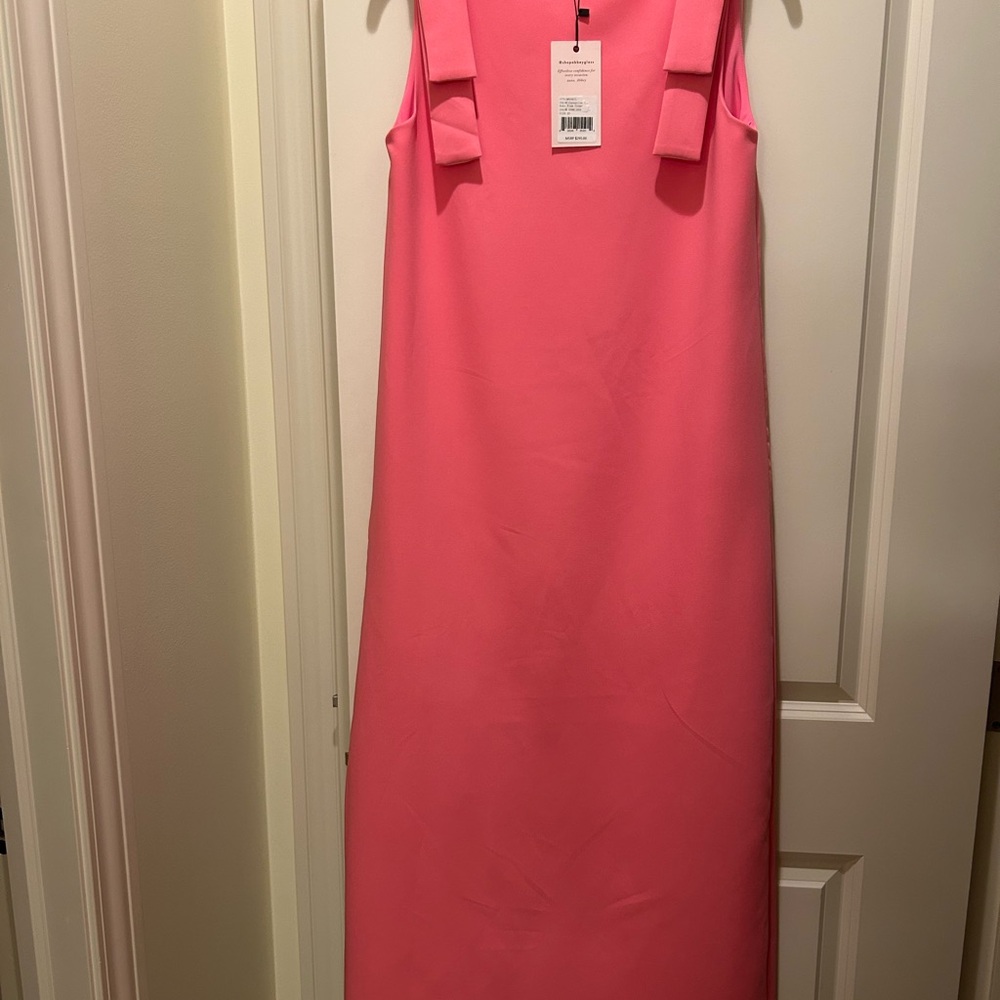 Chic Pink Midi Dress with Bow Straps